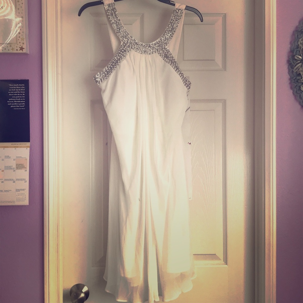 White formal mid dress